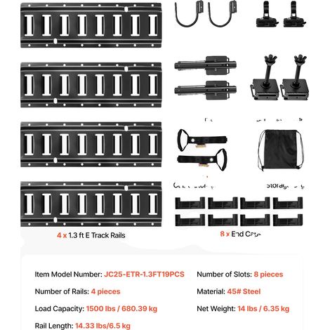 Kit de rail de fixation, haute capacité de charge, installation facile, 4 Pack (1/2)