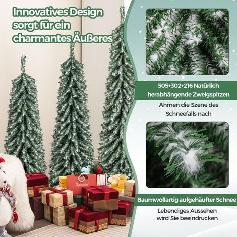 Ambiance Féerique et Gain de Place Sapins de Noël Artificiels Fins Lot de 3 120-150-180 cm LED pour Salon Entrée (1/5)