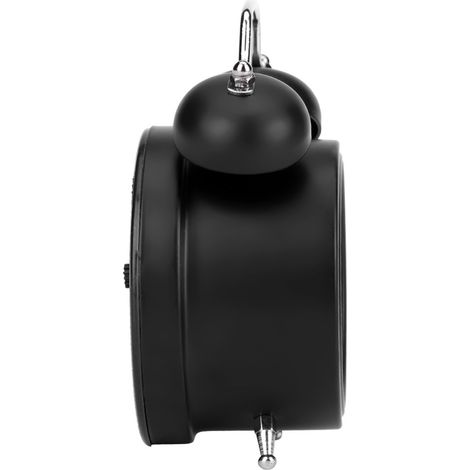 Mini réveil numérique en métal silencieux avec lumières et clochette scintillante, idéal pour une chambre d'étudiant (noir). (1/5)