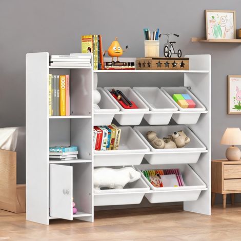 Meuble de rangement pour enfants avec 8 bacs amovibles en MDF (1/5)
