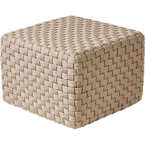 Puf otomana tejido a mano material sintético accesorios de jardín 50 x 50 cm gris pardo Nalli (1/5)