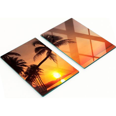 Tavole decorative multifunzionali in legno temperato per cucina, motivo spiaggia e sole, 2x40x52 cm (1/5)