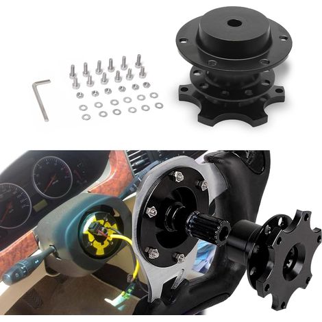 Compatible con sistemas de volante de liberación rápida, kit adaptador universal de buje de volante de liberación rápida con bujes de 6 agujeros, kit de buje de 6 agujeros adecuado para carreras/rally (1/5)