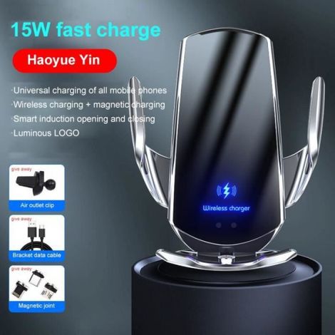 Chargeur sans fil voiture - Accessoires Voiture - Type 02 - 15W - Induction QI - Charge rapide (1/4)
