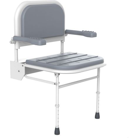 Contemporary Shower Seat with Backrest Arms & Legs – Grey
