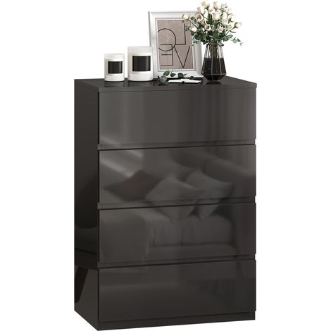 HOMCOM Bedroom Chest of Drawers, 4 Drawers Dresser, Drawer Unit, Black
