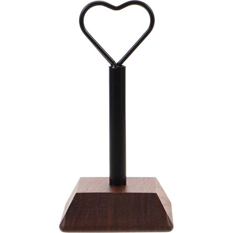 Tarjetero de madera natural con clip metálico en forma de corazón, soporte de mesa versátil para fotos, ideal para bodas, baby showers, oficinas y eventos. (1/3)