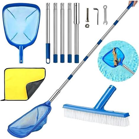 Swimming Pool Net with Telescopic Handle, Extra Fine Mesh Pool Net with Pool Brush, Pool Cleaning Kit for Pools, Spas, Fountains, Pond Cleaning (220 cm) (1/5)