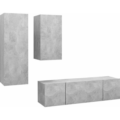 Maison Exclusive - 4-tlg. TV-Schrank-Set Betongrau Holzwerkstoff (1/5)