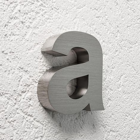 3D Hausnummer a Edelstahl V2A unbeleuchtet Arial (1/5)