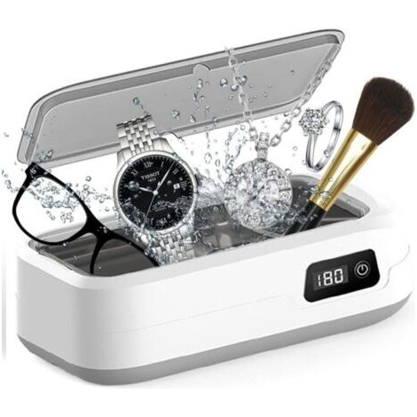 Nettoyeur à ultrasons, 49KHz Nettoyeur à ultrasons pour lunettes, 640ml Nettoyeur à ultrasons avec affichage numérique LED, 4 étapes de minuterieNettoyeur pour lunettes, bijoux, prothèses dent (1/5)