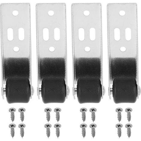 Guide de Sol pour Porte de Placard, Lot de 4, 4 Trous, Argenté Support Omnidirectionnel, Fer et Plastique, pour Armoire et Meuble Coulissant (1/5)