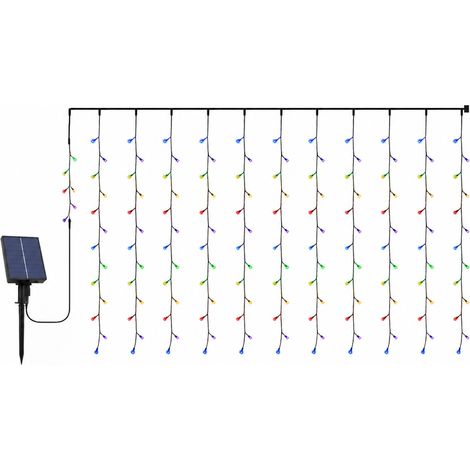 Guirlande Rideau LED Solaire Multicolore 256 LED, Rechargeable USB avec Télécommande, Étanche Jardin et Noël (1/5)