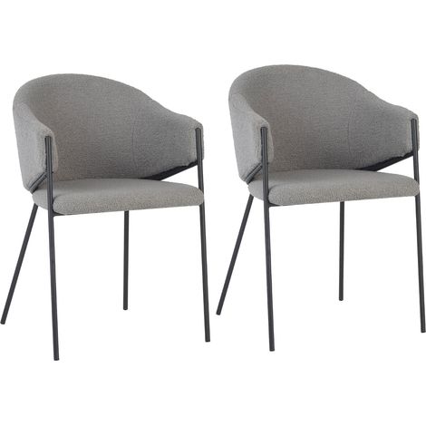 Lot de 2 fauteuils de repas en tissu bouclette gris - SHERPA