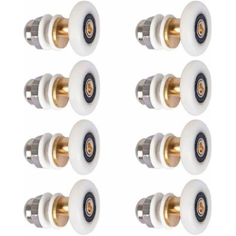 Pair Roulette de porte de douche, roue de porte coulissante pour cabine de douche, roulettes de remplacement pour roulettes avec diamètre de roue 27 mm, 8 pièces (1/5)