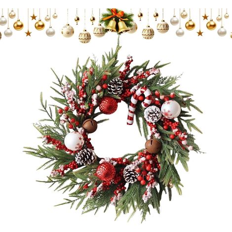 Couronne de Noël pour Intérieur,Décoration Hivernale de Fêtes - Ornement de Porte de Noël pour Mur Fenêtre Cheminée Intérieur Extérieur (1/5)