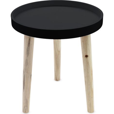 Deko Holz Tisch 36x30 cm - schwarz - Kleiner Beistelltisch Couchtisch Sofatisch