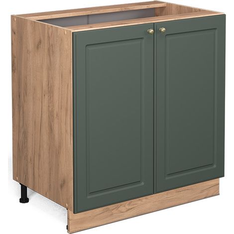 Mueble fregadero Fame-Line, Verde dorado Casa de campo, 80 cm con estante, sin encimera, Vicco