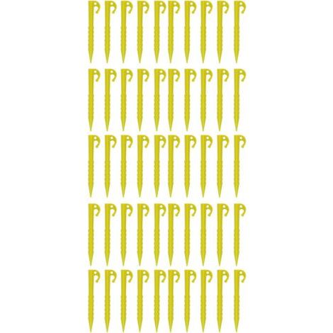 Picchetti da terra YWBL-WH in ABS ad alta resistenza, adatti per tende da giardino, 14 cm (5,5 pollici), resistenti alla sabbia, 50 picchetti per confezione, adatti per tende in plastica (gialli) (1/5)