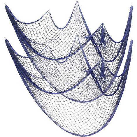 Lot de 2 décorations murales en filet de pêche, style nautique, accessoire photo. Filet de pêche suspendu.-200X100X0.3CM-Blue