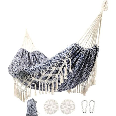 208,3 x 150 cm Hamac d'extérieur, hamac de jardin, idéal pour les vérandas, les voyages et le camping. (1/5)