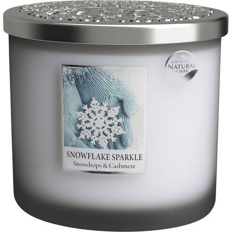 Bougie ellipse 2 mèches Flocons Givrés  Heart and Home