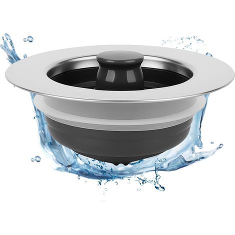 Bonde évier Cuisine 3 en 1 en Acier Inoxydable, Bouchon évier avec Filtre Anti-Colmatage et Passoire évier Cuisine, Panier Amovible Universel pour Trous 72–86 mm, Facile à Installer et à Nettoyer (1/5)