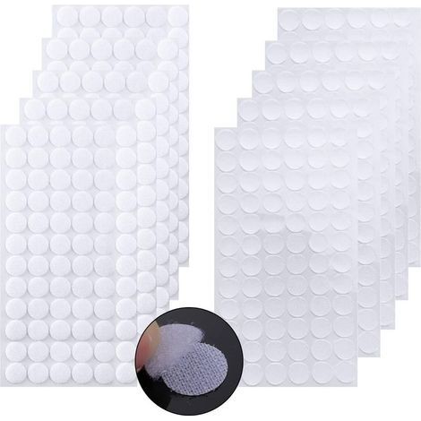 360 Paires Scratch Autocollant Rond, 15mm Autocollantes Points Arrière Dots Coins 720 Capsules Cercles avec Crochet et Boucle Auto-Adhésifs pour Bricolage et Travaux (Blanc) (1/5)