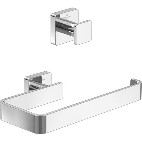 Villeroy & Boch - Set di accessori da bagno: portasciugamani a parete + gancio per asciugamani, cromato (1/3)