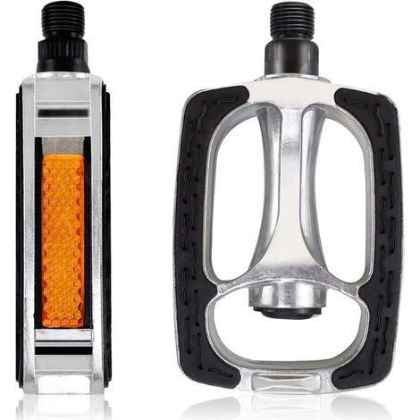 Pedales de bicicleta de aluminio antideslizantes con reflectores para bicicletas de montaña y de carretera. (1/5)