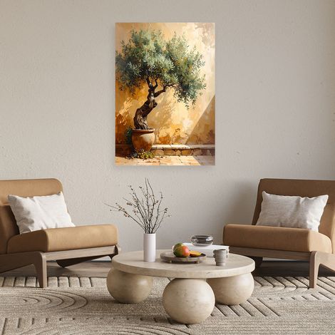 Wandbild Olivenbaum vor einer Wand in Beige 70x100 (1/4)
