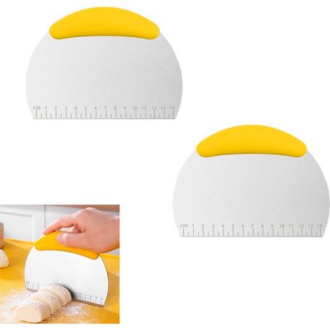 Tagliapasta in acciaio inox in 2 pezzi, tagliapasta semicircolare, tagliafarina con scala, utensile da forno, taglia torrone, impugnatura comoda, 14 (1/5)