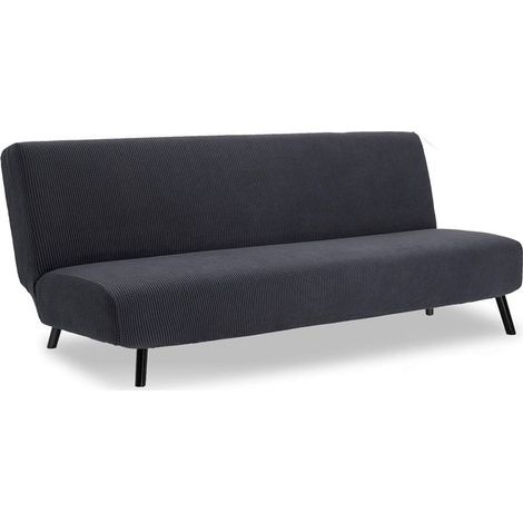 Housse de canapé extensible 3 places, housse de protection extensible en jacquard élastique pour canapé-lit (gris, L) (1/4)