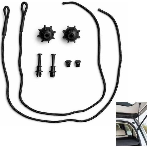 Attache Plage Arrière 2 Pièces, Sangle de Fixation pour Coffre de Voiture, Corde avec Clip pour 6 5 4 3, Accessoire Noir 45cm