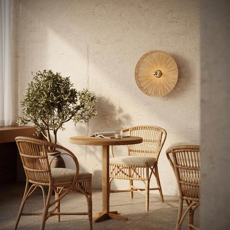Lampada da parete e soffitto con paralume in rafia Tahiti  Con lampadina - Neutro