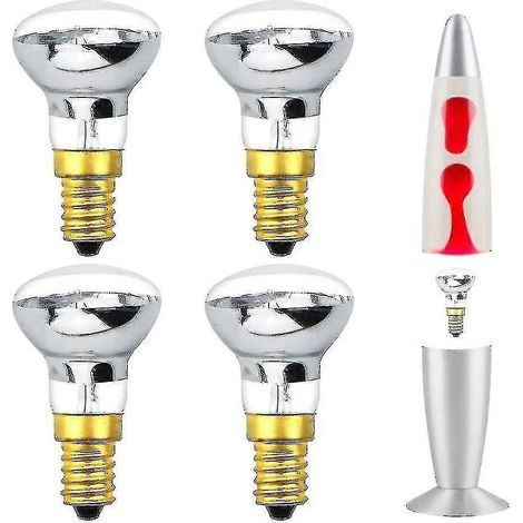 Lampadina a lava 25W E14 R39 Luce bianca calda Riflettore Visibile Piccola vite Lampadina Edison Faretto (Confezione da 4) [Classe di efficienza energetica C] - liuyu