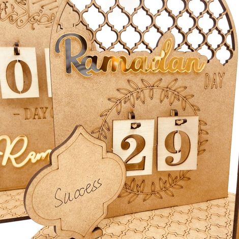 Ramadan-Dekorationen: Ramadan-Countdown-Kalender aus Holz zum Selbermachen, Tischdekoration für Feste und Partys (1/5)
