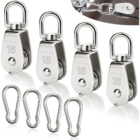 Lot de 8 poulies avec poulie M15 et mousqueton M4 (1/5)