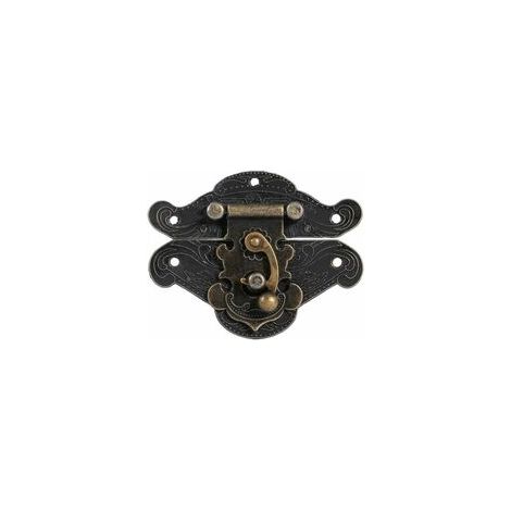 Verrous vintage antique gaufrage Moraillon Loquet Serrure Fermoir avec vis pour décoratifs Cabinet armoire Boîte à bijoux Boîte cadeau valise ou meuble Couleur bronze (Extra Large) (1/5)