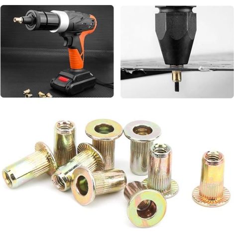 Kit écrous à rivets - Non spécifié - M3 - Acier au carbone - 100 pièces - Zingage coloré (1/4)