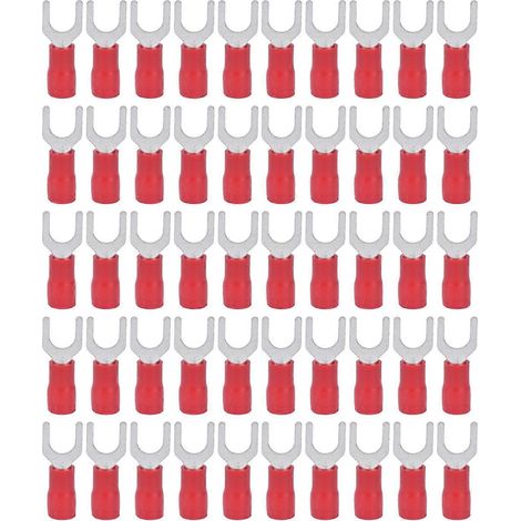 Kit de 50 cosses à fourche isolées pour câbles 14-12 AWG (rouge) pour équipement SV3.5-6 (1/4)