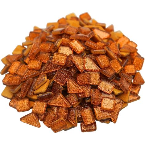 Carreaux de mosaïque irrégulière en cristal pailleté, 0,5 kg, style moderne, couleurs vives, bricolage pour salle de bain, salon, cuisine, balcon (orange) (1/5)