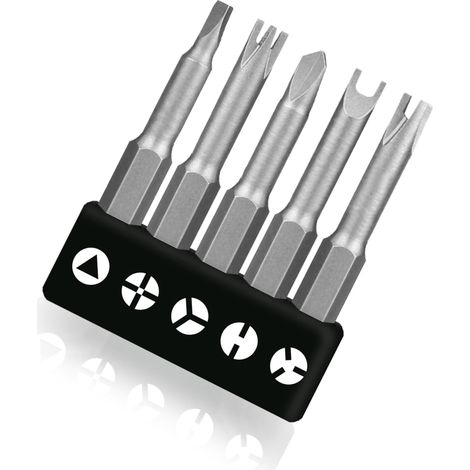 Lot de 5 tournevis spécialement formés, jeu d'embouts spéciaux, tournevis spéciaux pour socle taureau (forme U, type Y, triangle, croix interne, trois points) (1/5)