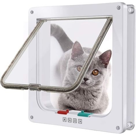 Chatière magnétique 4 voies pour chat et petits chiens – Verrouillable – Dimensions 25 × 23.5 × 5.5 cm – Installation sur murs et portes (1/5)