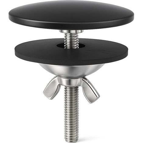 Cache Trou Evier, Laiton Massif Bouchon Trou Evier, 50 mm Cache Trou Evier Noir, Stopper for Kitchen and Home Bathroom Couvercle Trou Evier (Noir Mat) (1/5)