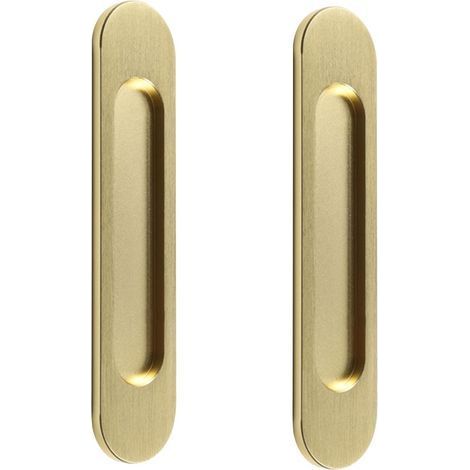Poignée de porte coulissante ovale autocollante, sans poinçon, adaptée aux portes de grange coulissantes, fenêtres, placards (18 cm Or brossé) (1/5)