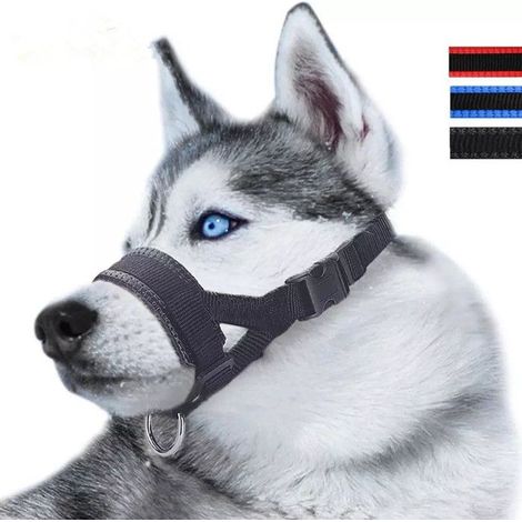Muselière en Nylon Réglable pour Chiens, Museliere Anti Aboiement Anti-Morsure (L,Noir) (1/5)