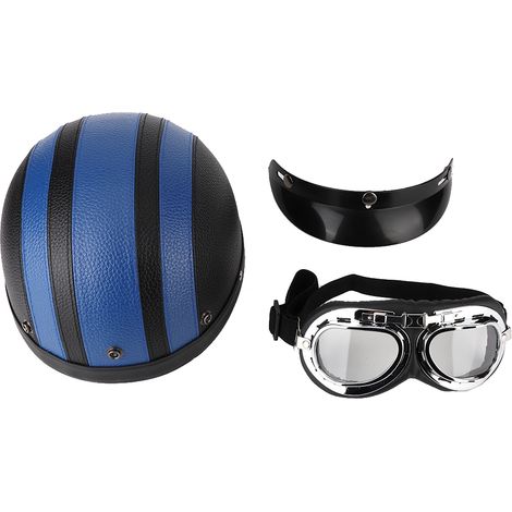 Casque moto homme femme ombre avec lunettes RH A0318 protection thermique (NoirBleu Taille Unique) (1/5)