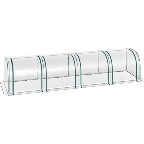 Invernadero túnel transparente con 4 ventanas de cremallera, estructura de acero, 395 x 100 x 80 cm (1/5)