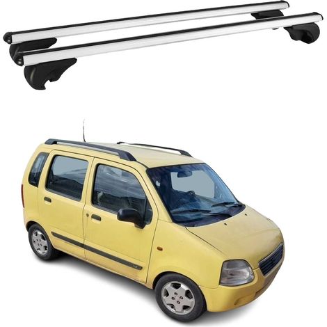 OMAC Barres de toit en aluminium pour Suzuki R+ 2000-2010 – TÜV / DIN 75302:2019 – Antivol inclus – Charge max 75 kg – 2 barres Argent (1/4)